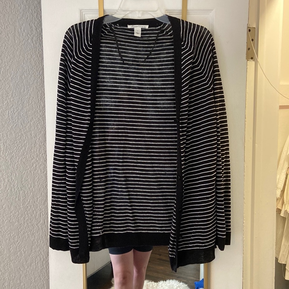 Kenneth Cole black and white cardigan.